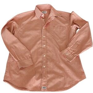 Versace Jeans Couture Orange Stripe Shirt Made in Italy Cotton Preppy‎ 90s L